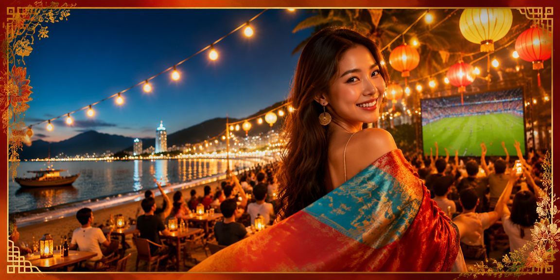 Người dân Nha Trang theo dõi phân tích kèo thể thao qua điện thoại di động vào ban đêm tại chợ đêm